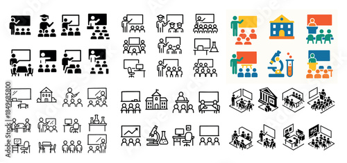 Diverse education icons collection