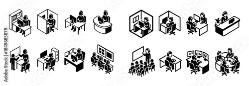 Isometric Call Center Icons