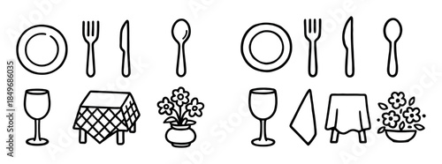 Table Setting Doodle Icons