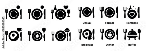 Elegant Table Setting Icons