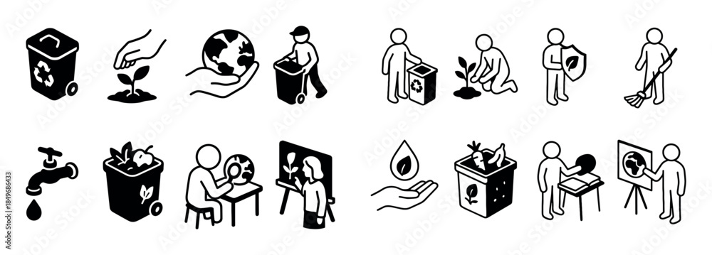 Naklejka premium Ecology Icons Grid