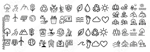 Eco icons set: nature and energy symbols