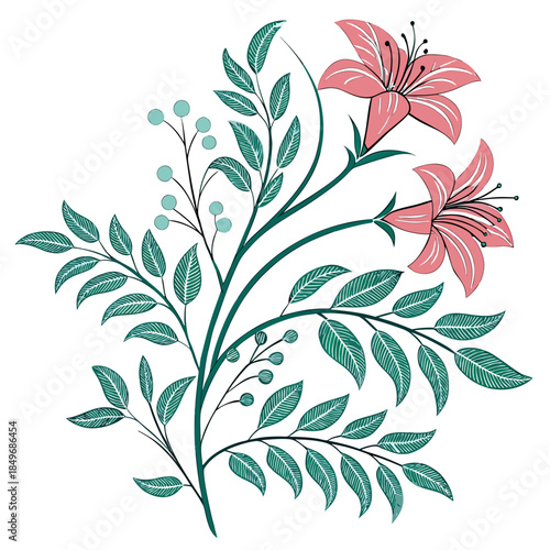 Botanical Eco Plant Illustration  Clean Vector  Pu (2) Vector Illustration Isolated on White Background