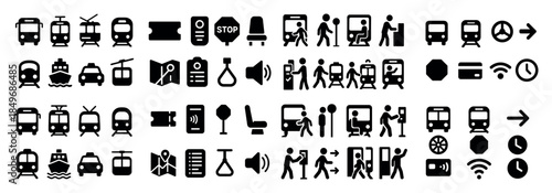 Urban transportation icon set collection