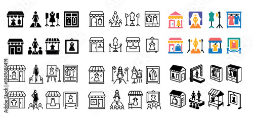 Fashion store icons collection set