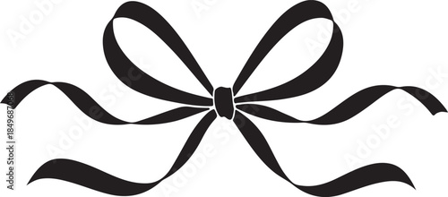 Black Silhouette of a Decorative Gift Ribbon Bow