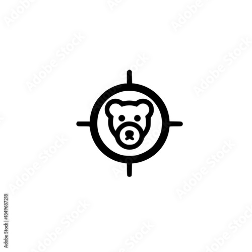 Bear icon inside target circle vector illustration for wildlife branding sports and graphic design