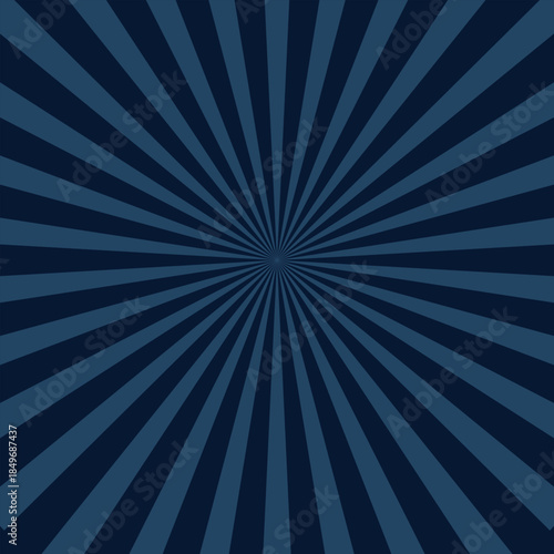 Abstract Radial Dark Blue Sunburst Background, Modern Vector Pattern