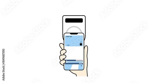 スマートフォンのウォレットでカード決済するアニメーション