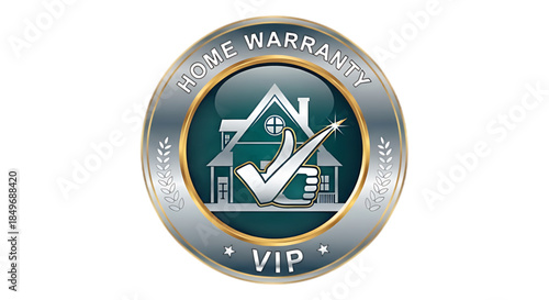 VIP Home Warranty Logo with House and Checkmark Badge

