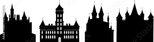 Silhouette of castles on a white background, vector