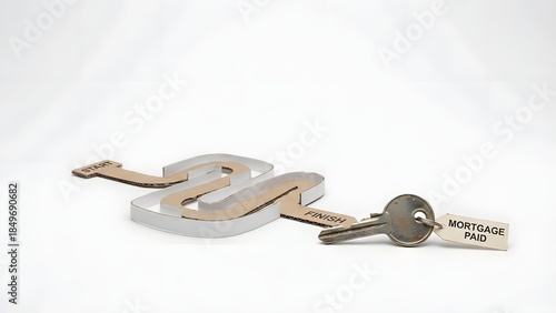 Mortgage Keys with Tag on White Background.