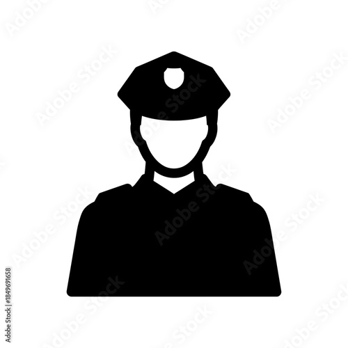 Police Officer Icon Silhouette – Law Enforcement Uniform Vector Symbol