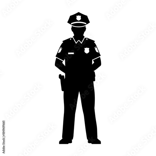 Police Officer Icon Silhouette – Law Enforcement Uniform Vector Symbol