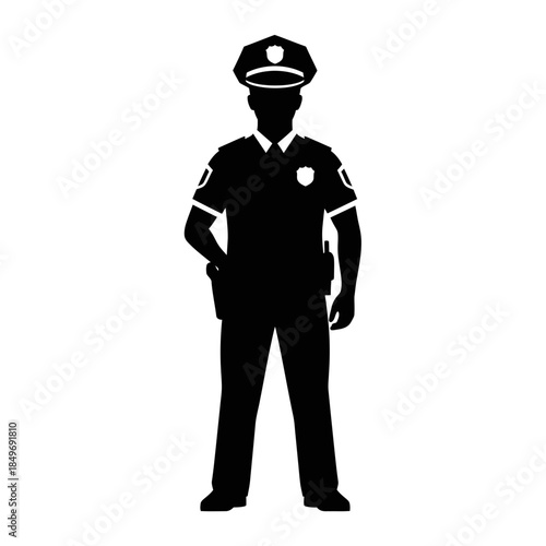 Police Officer Icon Silhouette – Law Enforcement Uniform Vector Symbol
