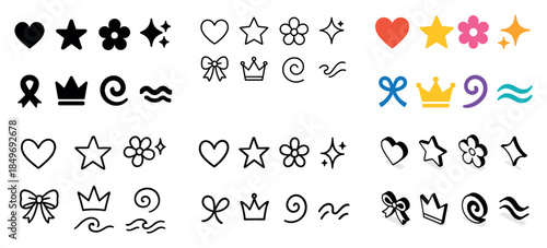 Colorful and black icons collection