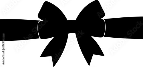 Simple Black Ribbon Bow Icon - Elegant Gift Wrapping Decoration