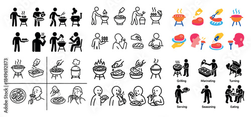 Grilling icons: cooking and barbecue fun