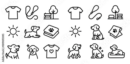 Minimalist Dog Clothing Icons