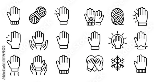 Minimalist Winter Gloves Icons