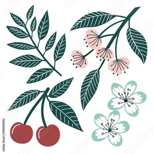 Botanical Icons Collection  Clean Flat Vector  Pur (2) Vector Illustration Isolated on White Background