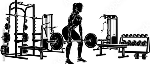 Gym Fitness Exercise Vector Silhouette Illustration
