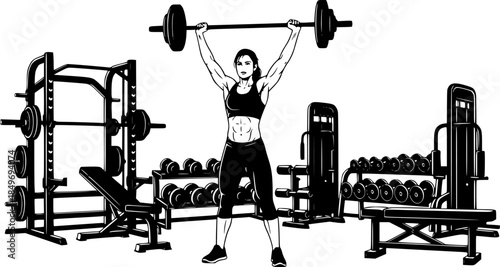 Gym Fitness Exercise Vector Silhouette Illustration
