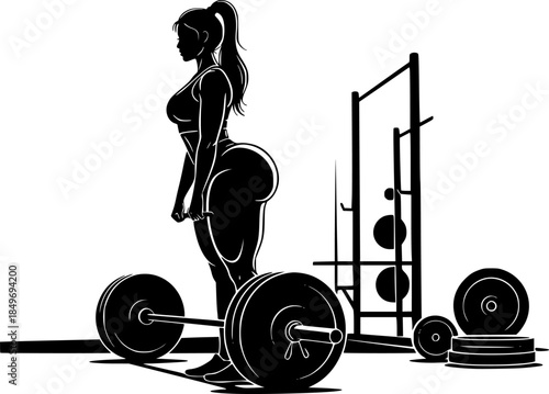 Gym Fitness Exercise Vector Silhouette Illustration
