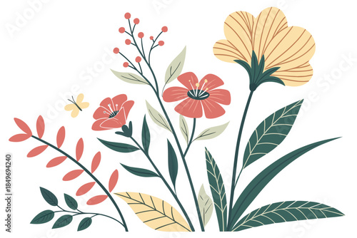 Floral Eco Concept Illustration  Clean Vector  Pur (2) Vector Illustration Isolated on White Background