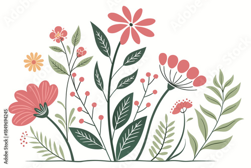 Floral Eco Concept Illustration  Clean Vector  Pur (3) Vector Illustration Isolated on White Background