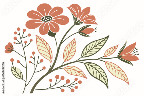 Floral Eco Concept Illustration  Clean Vector  Pur Vector Illustration Isolated on White Background