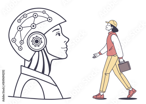 Artificial Intelligence Concept Illustration  Flat (1) Vector Illustration Isolated on White Background