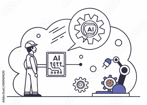 Artificial Intelligence Concept Illustration  Flat Vector Illustration Isolated on White Background