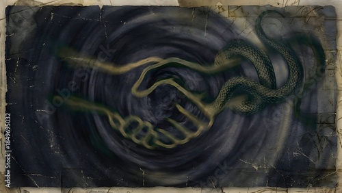 Handshake Illustration on Dark Background.