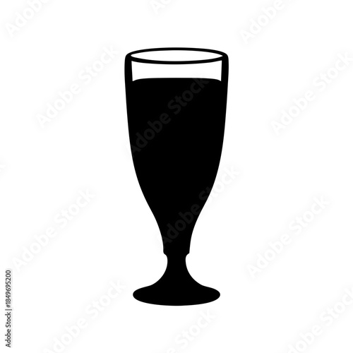 A minimalistic black silhouette icon of a tall stemmed glass for a cold beverage.