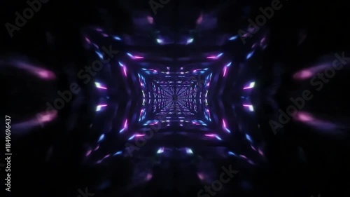 Abstract Neon Tunnel VJ Loop with Pulsating Lights and Geometric Patterns