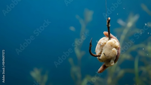 Sea Turtle Swimming Underwater with Seaweed.