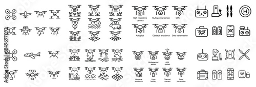 Drone icon set: features and functions overview