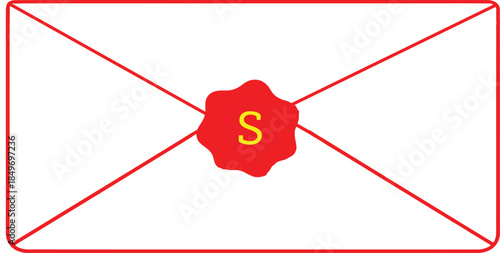 Sealed envelope with red wax stamp and gold lettering