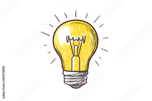 Illuminated Light Bulb Idea on Transparent Background, Creative Concept for Business Innovation
