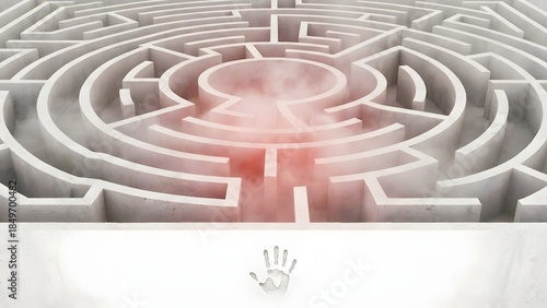 Hand Reaching Out of White Maze.