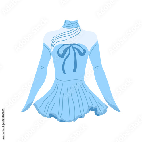 Blue dress for figure skating. Vector graphic illustration on white background. Sports suit