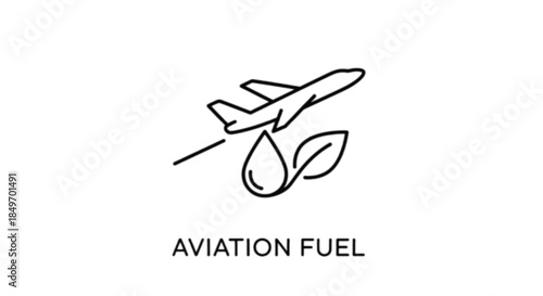 Clean aviation fuel concept with airplane and leaves symbolizing sustainability