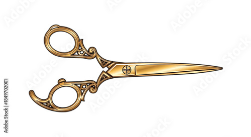 Ornate golden scissors with intricate filigree details, symbolizing craftsmanship and precision
