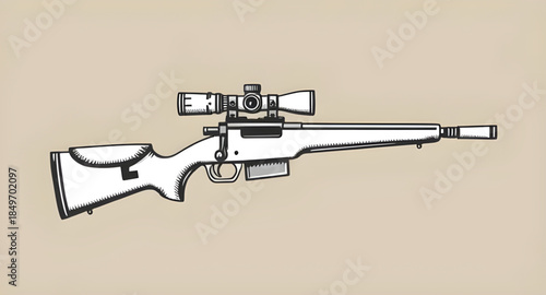 sniper rifle vector illustration isolated, sniper rifle long range weapon vector, sniper rifle tactical rifle illustration, sniper rifle silhouette icon vector, sniper rifle army firearm illustration,