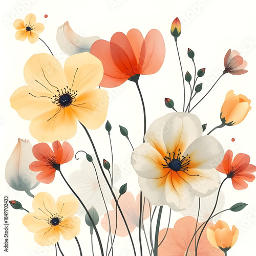 abstract floral vector, hand-drawn flower illustration, decorative floral background vector, modern flower pattern clipart, abstract garden illustration, artistic blossom vector, abstract flower clipa