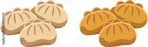 Chinese baozi steamed buns set traditional dim sum dumplings with various fillings asian street food