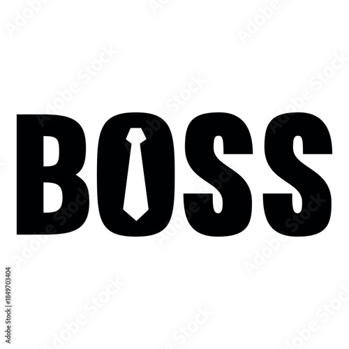 BOSS Typography T-Shirt Design Bold Font with Necktie Icon for Leadership, Confidence, and Executive Style Fashion