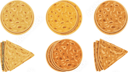 Collection of traditional flatbreads and pancakes in various shapes showcasing golden texture and patterns