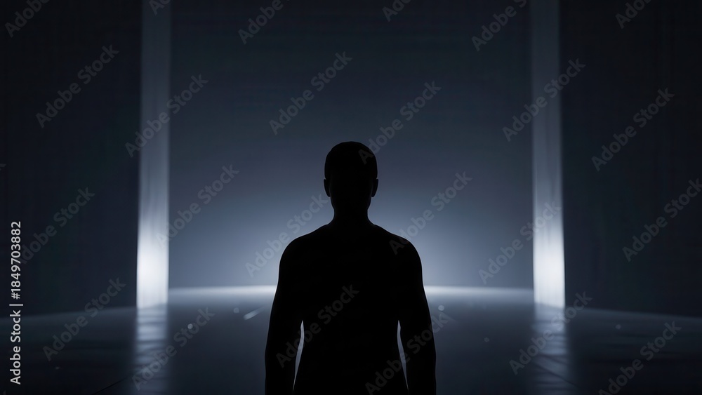Obraz premium silhouette of a man standing in a doorway